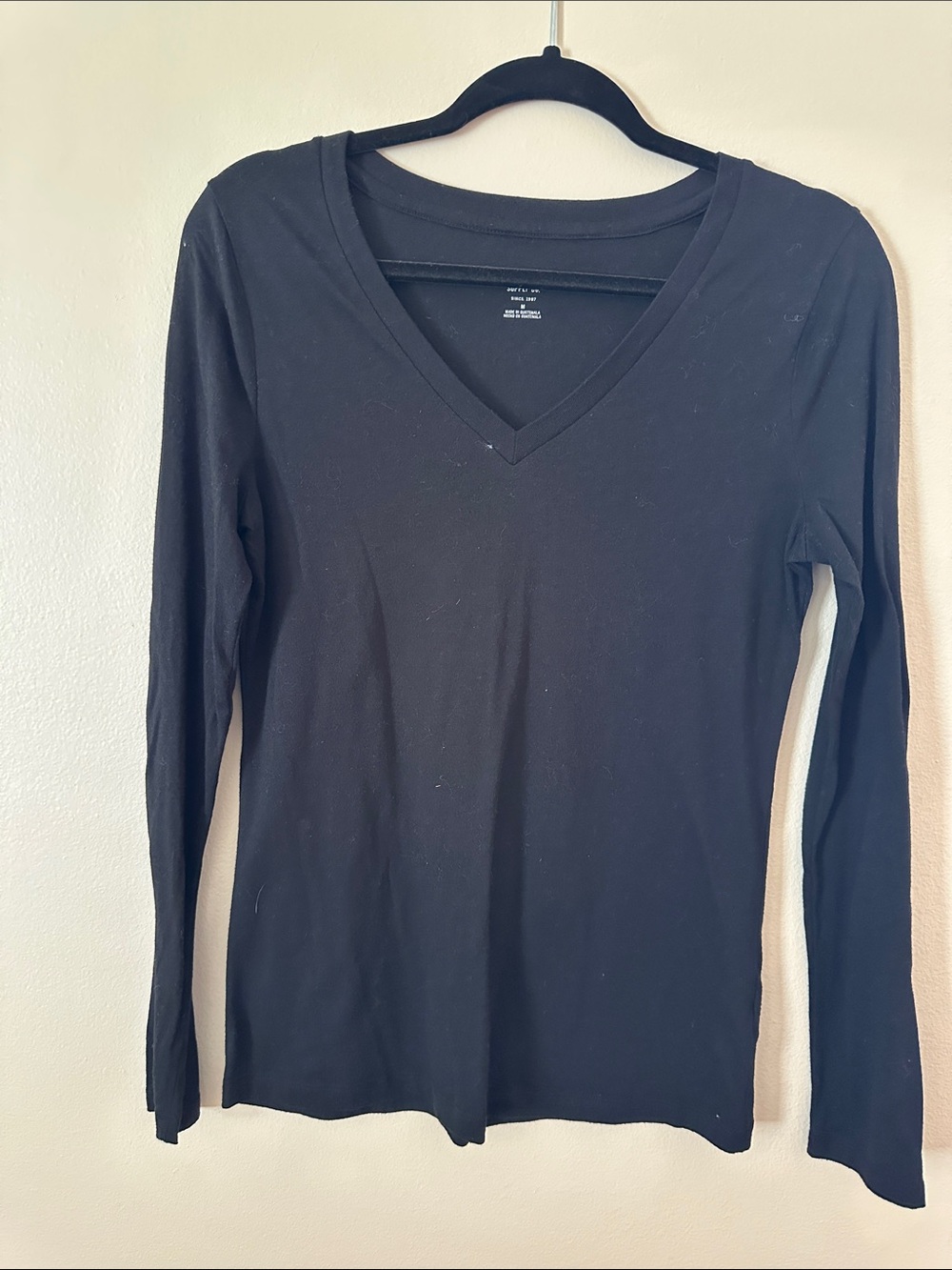 Moschino Black Long-Sleeve V-Neck Top